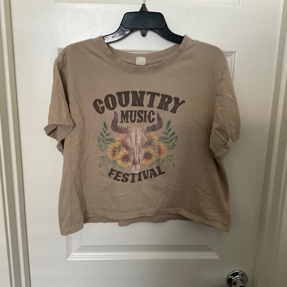 Country Music‎ Festival Steerhead Cropped Tour Tee - Brown - Size XL